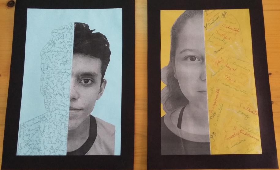 Alunos do Colégio Estadual de Segredo, da turma de Inglês 1 – Celem, realizaram atividade de técnica de colagem de foto de perfil.