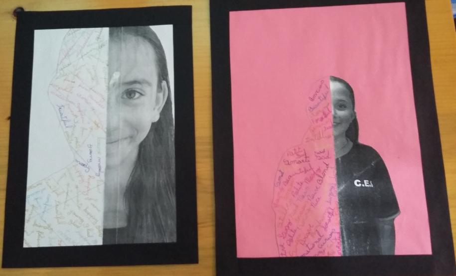 Alunos do Colégio Estadual de Segredo, da turma de Inglês 1 – Celem, realizaram atividade de técnica de colagem de foto de perfil.